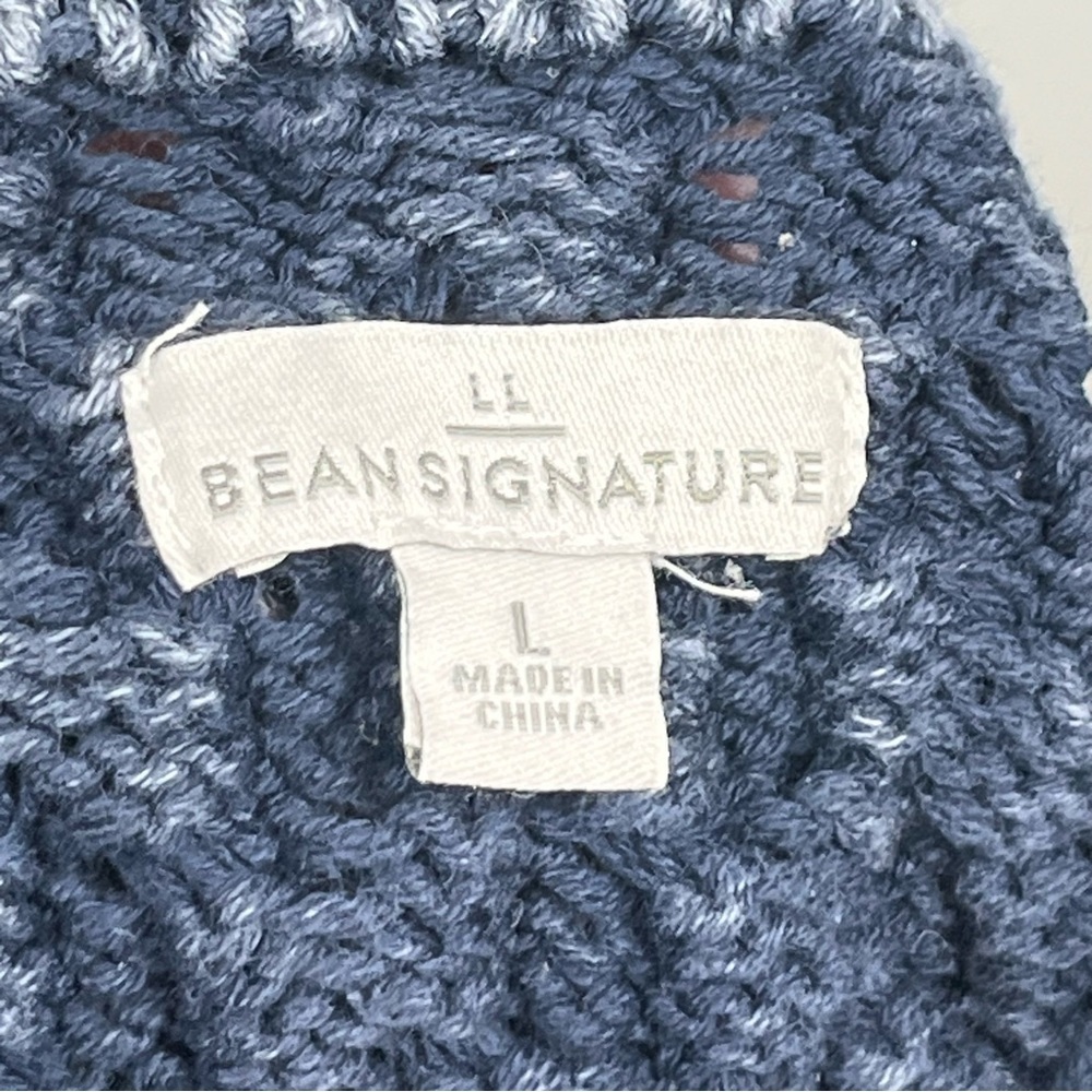 L.L. Bean Signature cotton fisherman tunic sweater, washed blue, large. - Picture 8 of 10